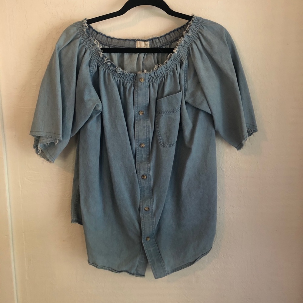 Denim Off The Shoulder Top